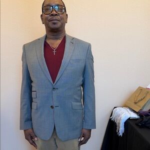 Ted Baker London Burgundy Striped & Gray Sport Coat